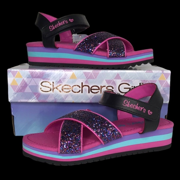 Skechers Toddler & Little Girl's Glitter Sandals Cute & Comfy Multicolor sz 12 - Picture 2 of 6